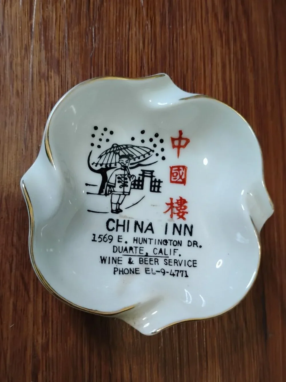 Vintage MCM F.S. Louie China Inn Ashtray Trinket Dish Route 66
